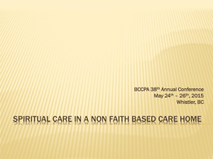 Spiritual Care in a Residential Care Setting