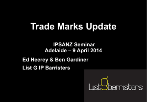 IPSANZ Trade Marks Update – Adelaide 2014