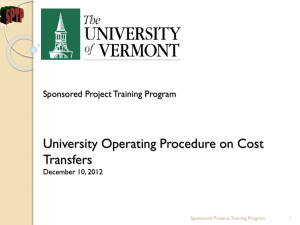 PowerPoint presentation on the new Cost Transfer UOP