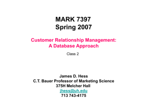 Customer Relationship Management: A Database Approach