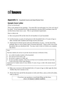 Appendix 1: Household Income and Asset Review