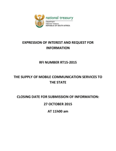 RFI for Mobile Comms 17 Sep 2015