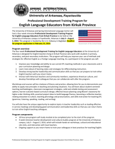 Professional Development Training Program for English Language