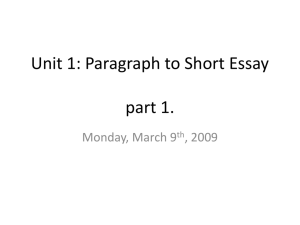 Unit 1: Paragraph to Short Essay - intermediate-writing-9702