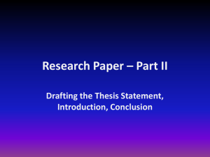 Research Paper – Part II