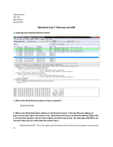 Wireshark Lab 7: Ethernet and ARP