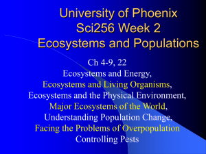 University of Phoenix Sci256 Week 2 Ecosystems and Populations
