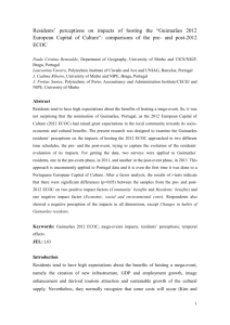 Residents* perceptions on impacts of hosting the *Guimarães 2012