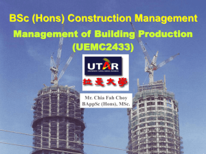 Construction Technology I - Management of Building Production