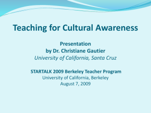 Teaching for Cultural Awareness - University of California, Berkeley