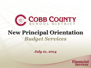 New Principal Orientation Budget Services July 21, 2014 Allocation