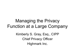 Managing the Privacy Function at a Large Company