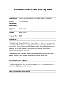 JHWS Delivery Plan 1 Work together to address health inequalities