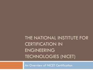 The National institute for certification in engineering technologies