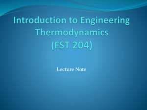 Introduction to Engineering Thermodynamics (FST 204)