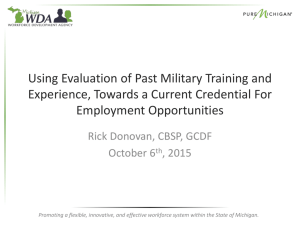 Evaluation of Past Military Training and Experience, Towards a