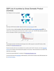GDP List of countries by Gross Domestic Product (nominal