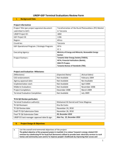 UNDP-GEF Terminal Evaluations Review Form