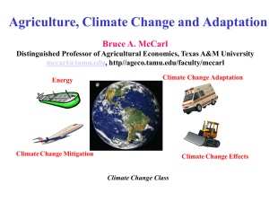 Topic 12: Agriculture, Climate Change and Adaptation