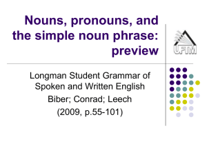Chapter 4 - Nouns, pronouns and the simple noun