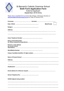 External Application for Sixth Form September 2016