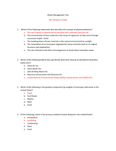 Waste Management Test KEY (Answers in Red) Which of the