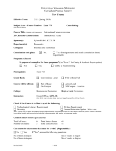 International Macroeconomics - University of Wisconsin Whitewater