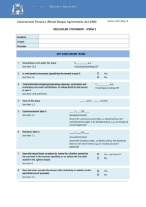 Commercial tenancy - Disclosure statement form 1