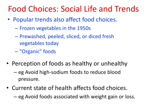 Food Choices: Social Life and Trends
