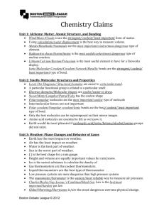 Chemistry Claims Unit 1: Alchemy: Matter, Atomic Structure, and