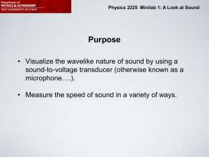 Physics 2225 Minilab 1: A Look at Sound Purpose