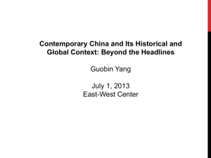 Contemporary China and Its Global Contexts - East