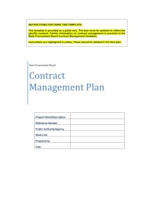 Contract Management Plan - State Procurement Board