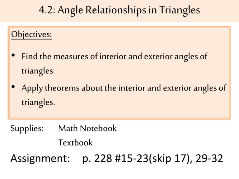 4 2 Angle Relationships In Triangles