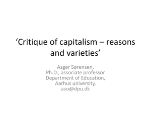 Critique of capitalism * reasons and varieties