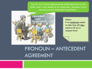 Pronoun – Antecedent Agreement