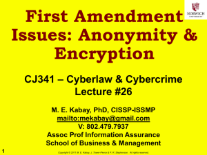 First Amendment Issues: Legal Dimensions of Anonymity