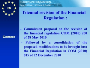 New financial regulation and its applicability to ETC programmes