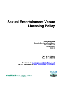 Sexual Entertainment Venue Policy Document