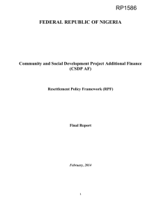 (CSDP AF) Resettlement Policy Framework (RPF)