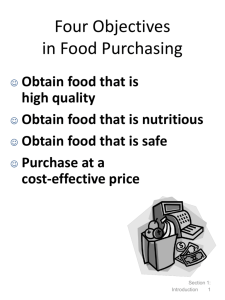 Four Objectives in Food Purchasing