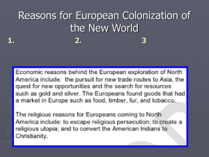 Reasons for European Colonization of the New World