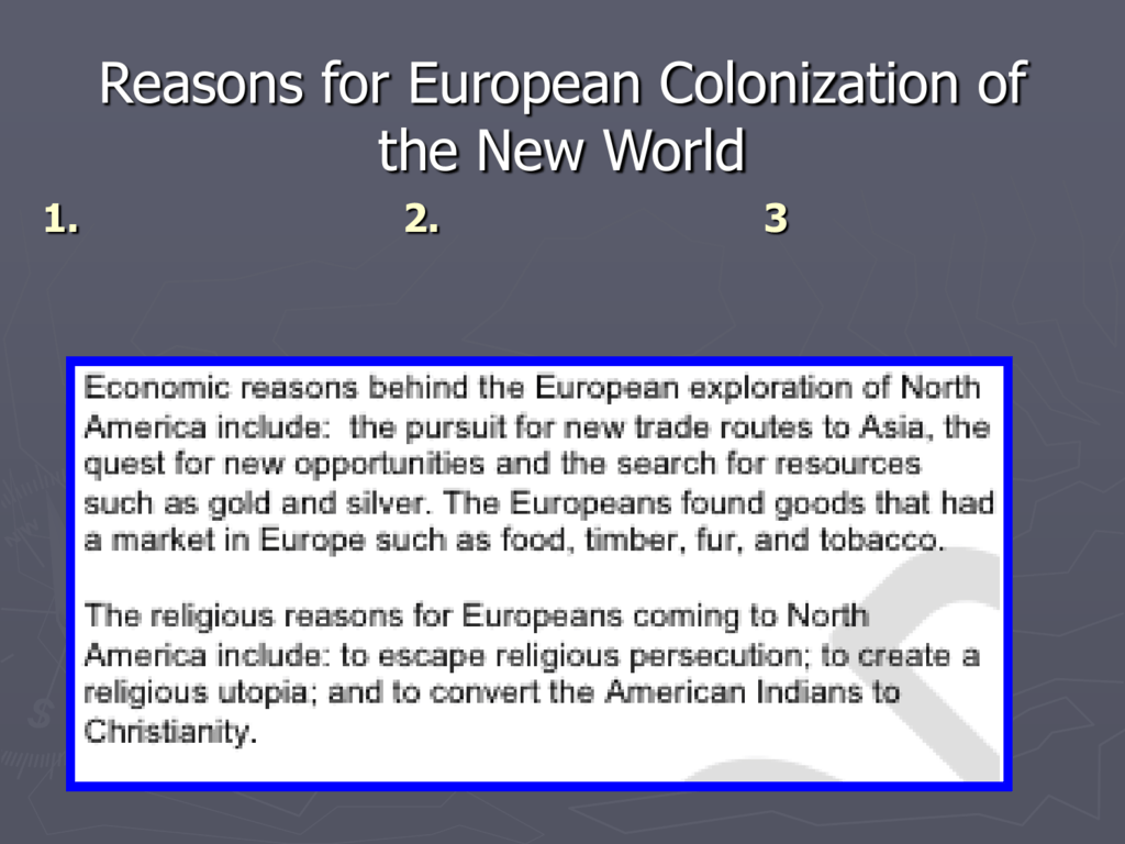 reasons for colonization