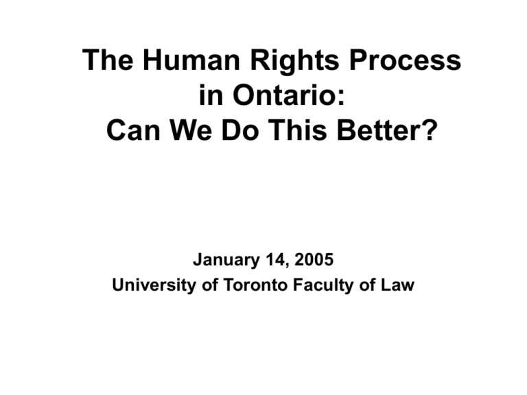 The Human Rights Process In Ontario