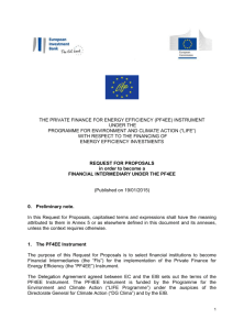 THE PRIVATE FINANCE FOR ENERGY EFFICIENCY (PF4EE