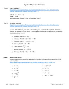 Equations & Expressions Small Tasks Equations & Expressions