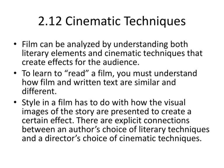 essays cinematic techniques