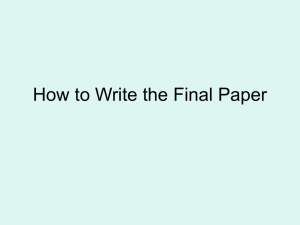 How to Write the Final Paper