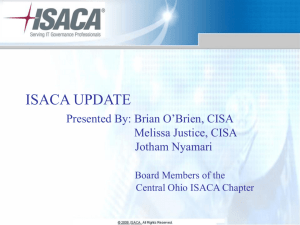 ISACA Update - ISACA Central Ohio Chapter