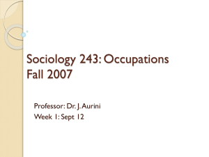 Sociology 243: Fall 2007 Occupations